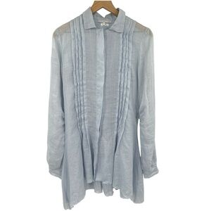 Elm Design by Matthildur Drapey Tunic Button Front Shirt - Light Blue - Small